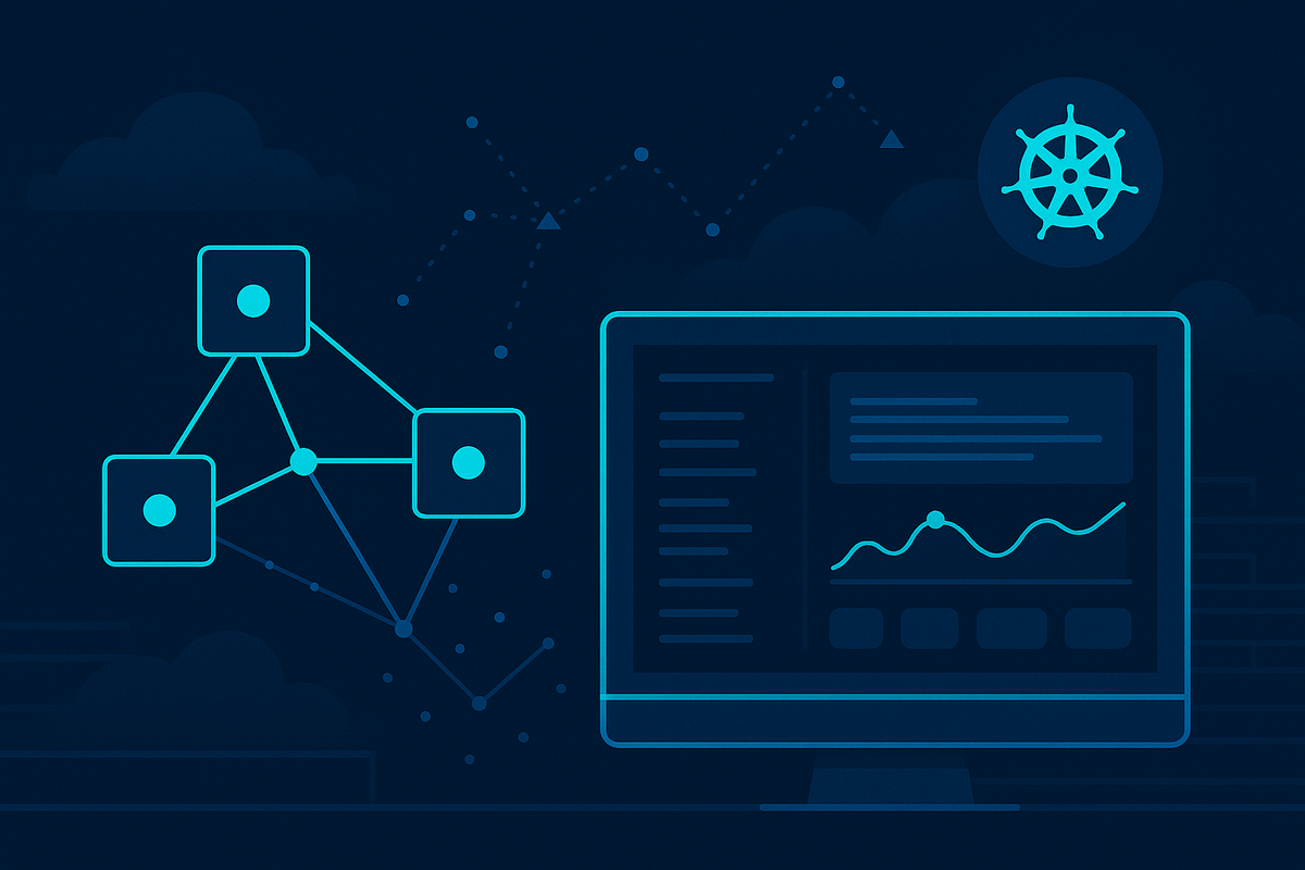 Illustration abstraite Kubernetes et plateforme SRE